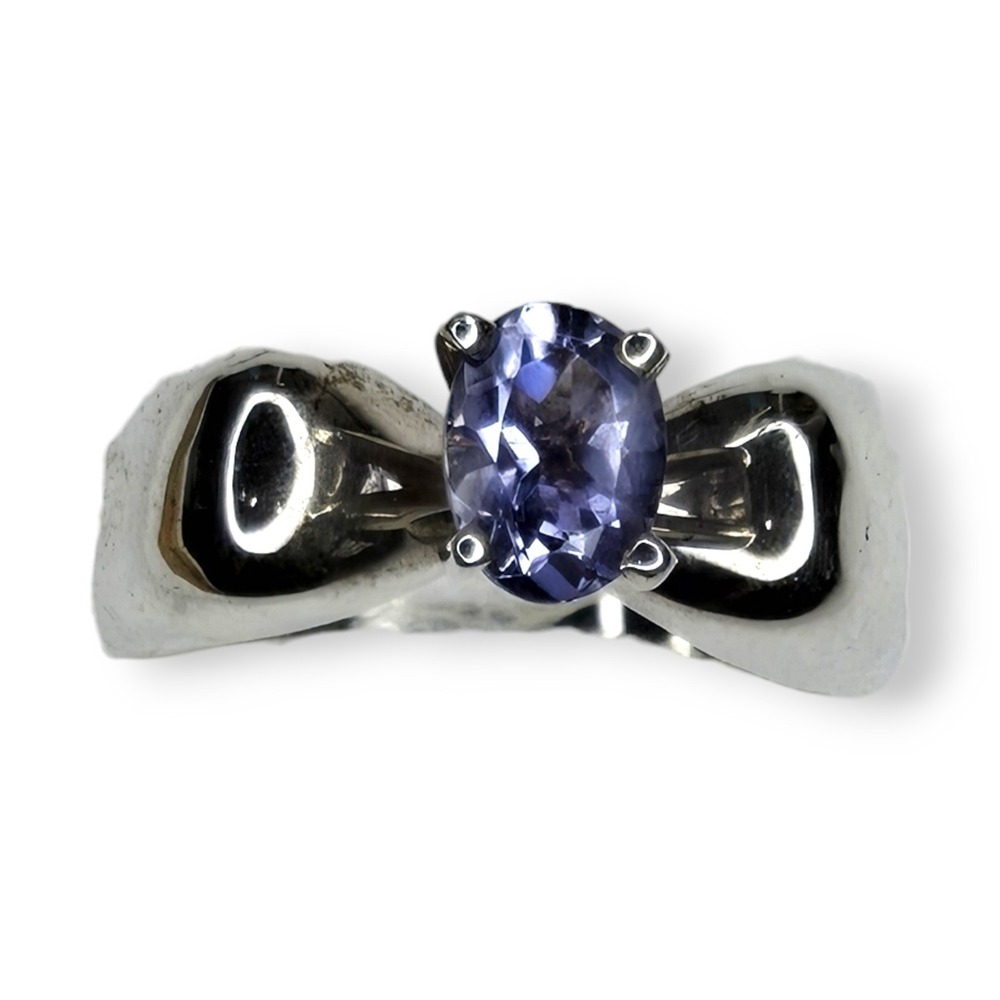 Vintage Tanzanite Ring 925 Sterling Silver Size 7 Purple Chunky Oval Stone